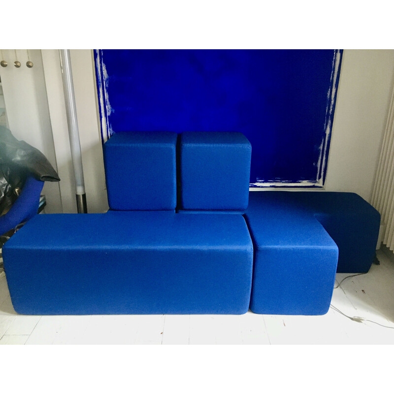 Canapé modulaire vintage Gridmo bleu par Peter J. Lassen pour Montana