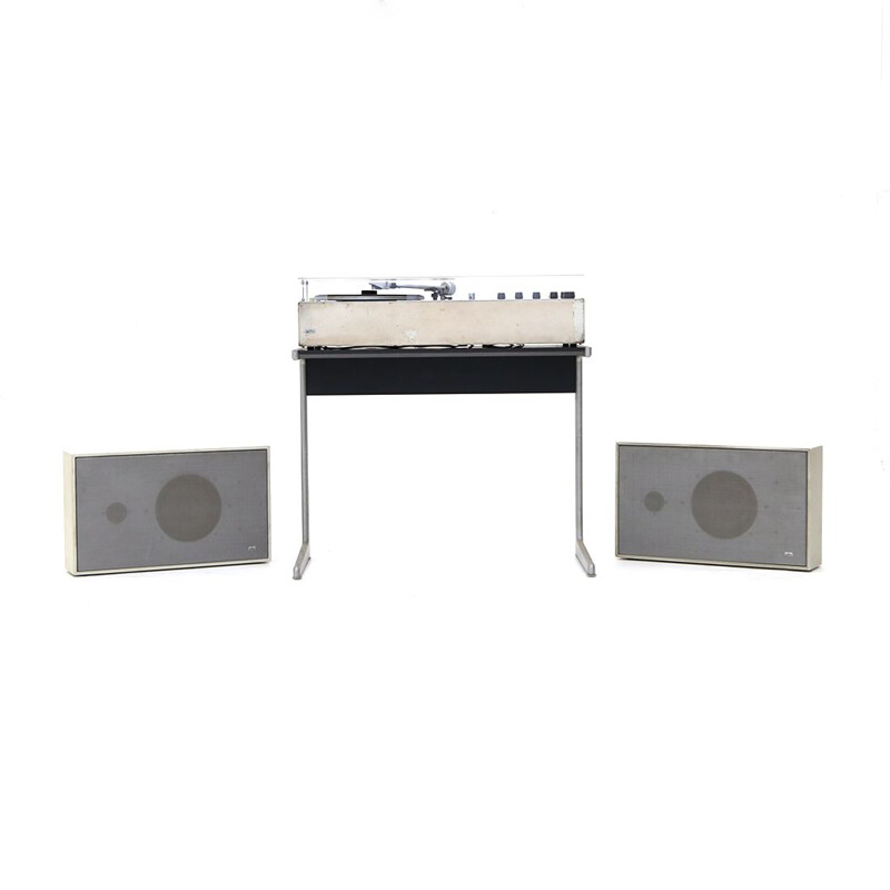 Vintage "Audio 2" Hi-fi system with 2 L450 speakers and base support by Dieter Rams for Braun, 1960s