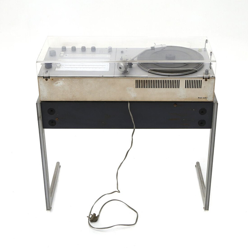 Vintage "Audio 2" Hi-fi system with 2 L450 speakers and base support by Dieter Rams for Braun, 1960s