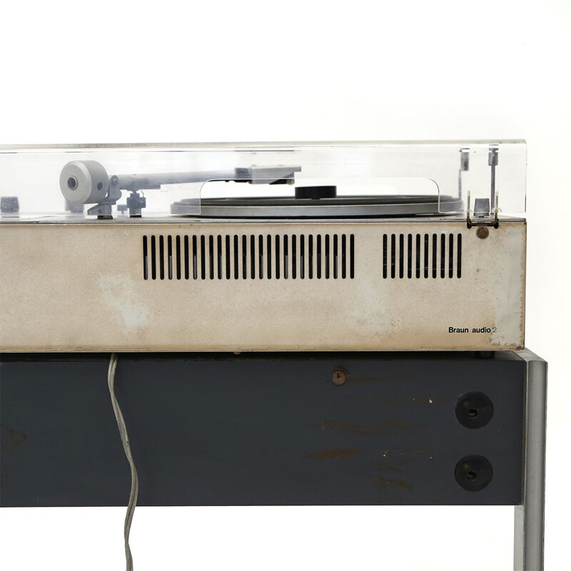 Vintage "Audio 2" Hi-fi system with 2 L450 speakers and base support by Dieter Rams for Braun, 1960s