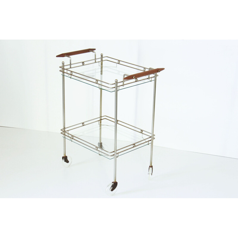 Vintage brass and glass bar trolley, 1970s