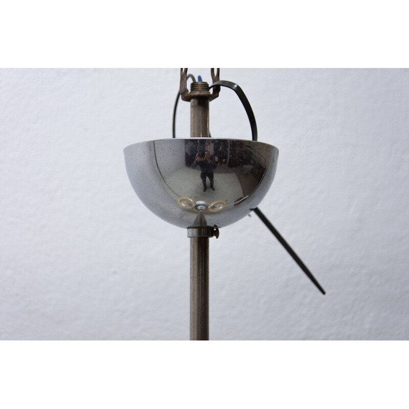 Vintage art deco cromado e candelabro de madeira, 1930