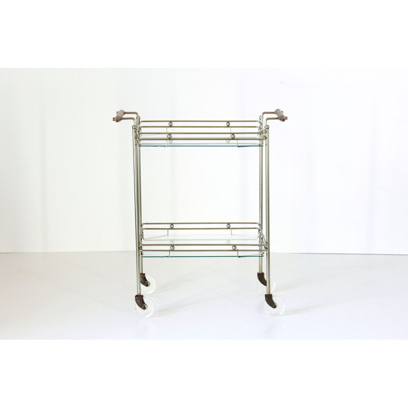 Vintage brass and glass bar trolley, 1970s