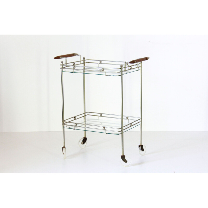 Vintage brass and glass bar trolley, 1970s