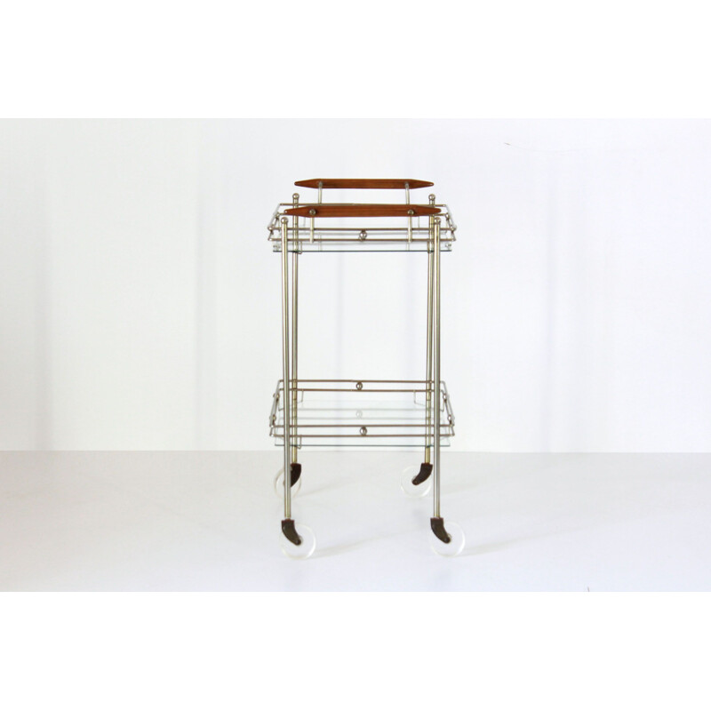 Vintage brass and glass bar trolley, 1970s