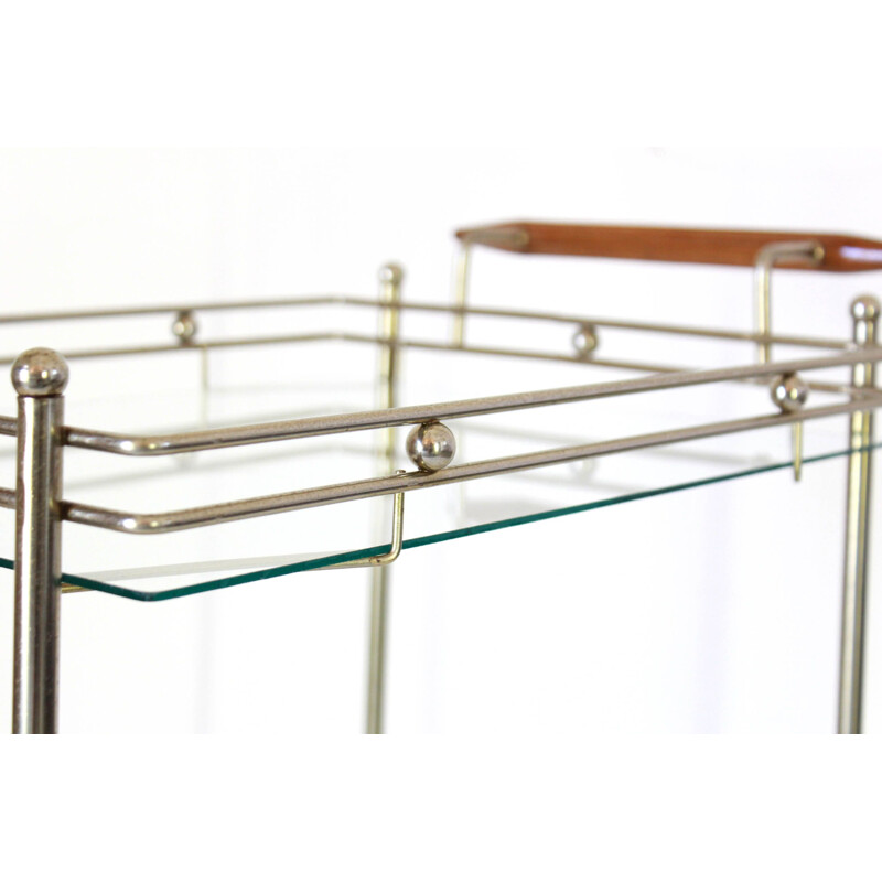 Vintage brass and glass bar trolley, 1970s