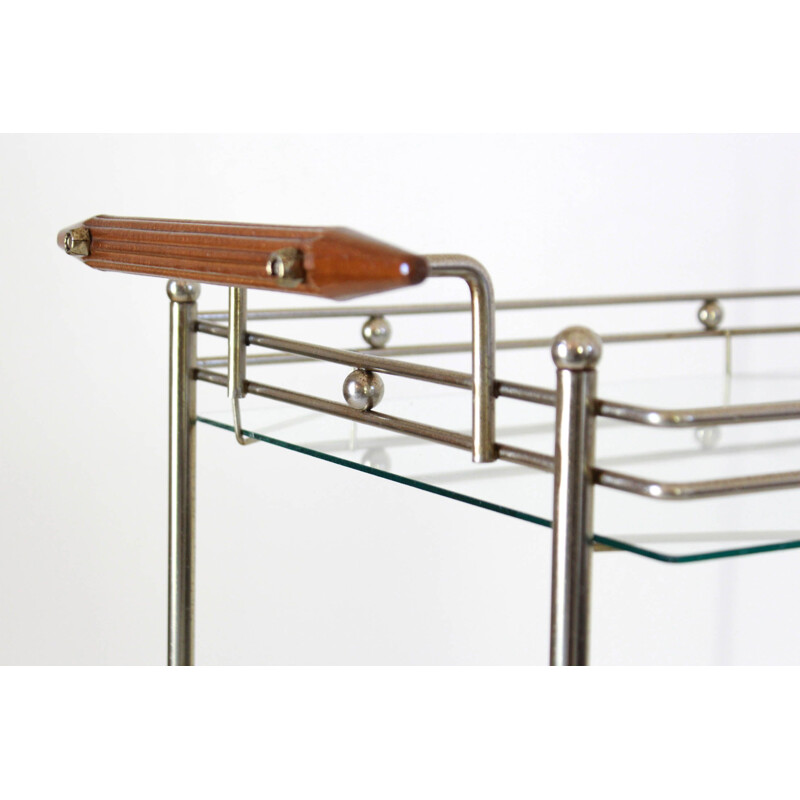 Vintage brass and glass bar trolley, 1970s