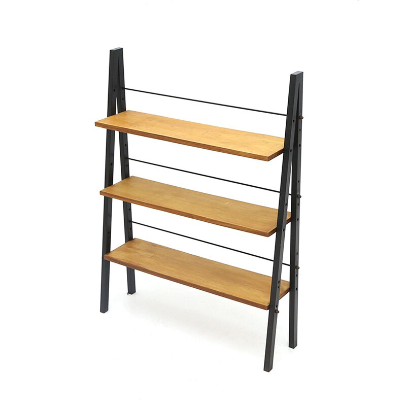 Vintage bookcase with 3 metal shelves, Italy 1960