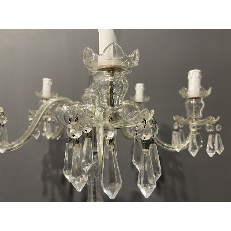 Vintage Murano crystal floor lamp with 5 lamps, 1950s