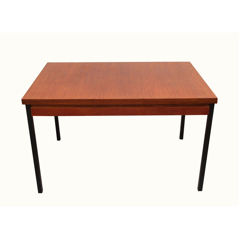 Vintage extendible dining table in teak and metal, 1960s