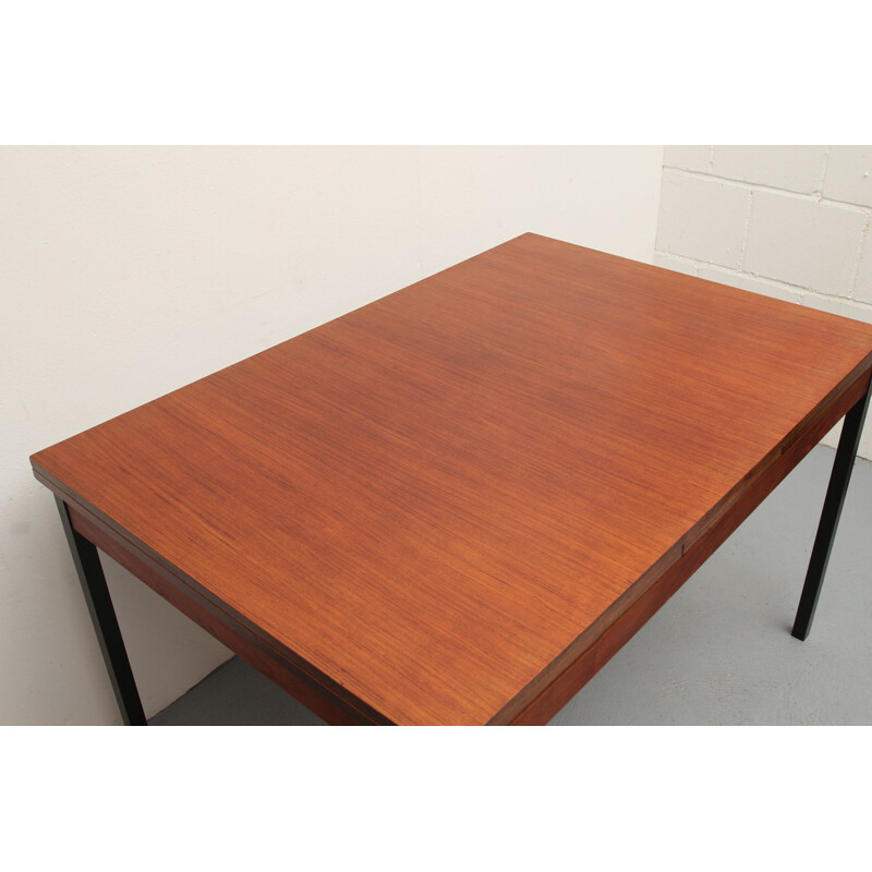 Vintage extendible dining table in teak and metal, 1960s