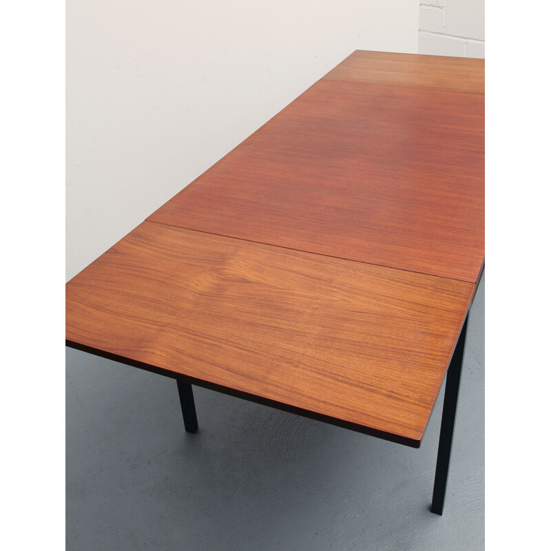 Vintage extendible dining table in teak and metal, 1960s