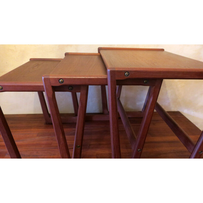 Vintage Danish teak nesting tables by Holger Georg Jensen for Kubus, 1960s