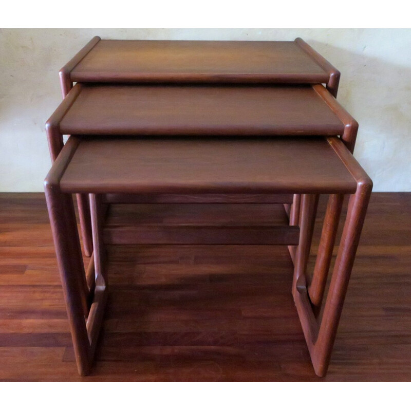 Vintage Danish teak nesting tables by Holger Georg Jensen for Kubus, 1960s