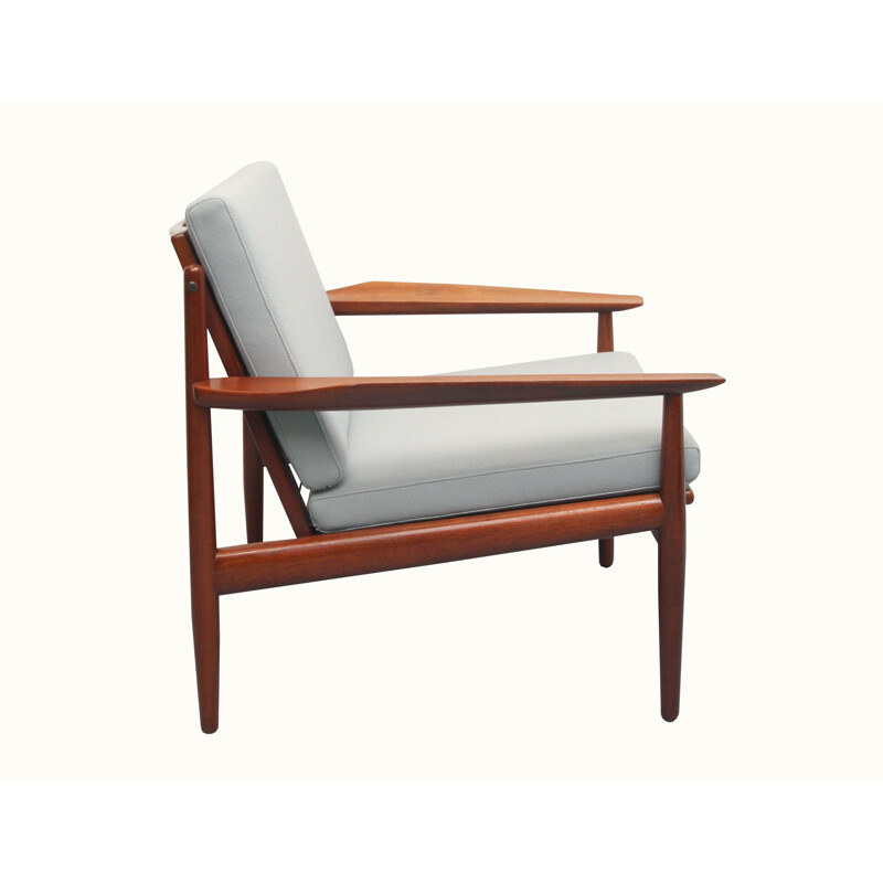 Vintage armchair in teak and grey fabric by Arne Vodder for Glostrup, 1960s