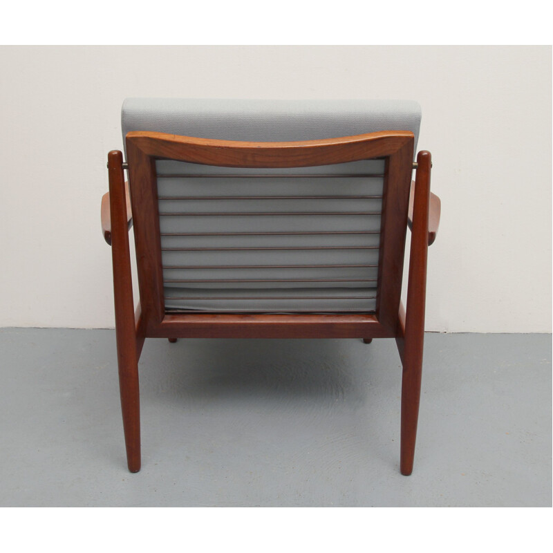 Vintage teak en grijze stoffen fauteuil van Arne Vodder voor Glostrup, 1960