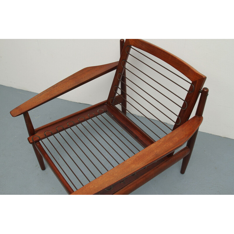 Vintage teakhouten fauteuil met mosterdgele stof van Arne Vodder, 1960