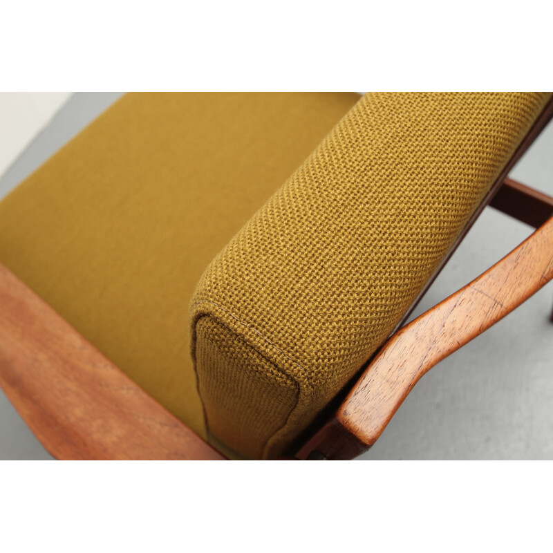 Vintage armchair in teak and mustard yellow fabric by Arne Vodder, 1960s