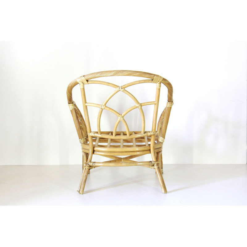 Curbed bamboo vintage armchair, 1970s