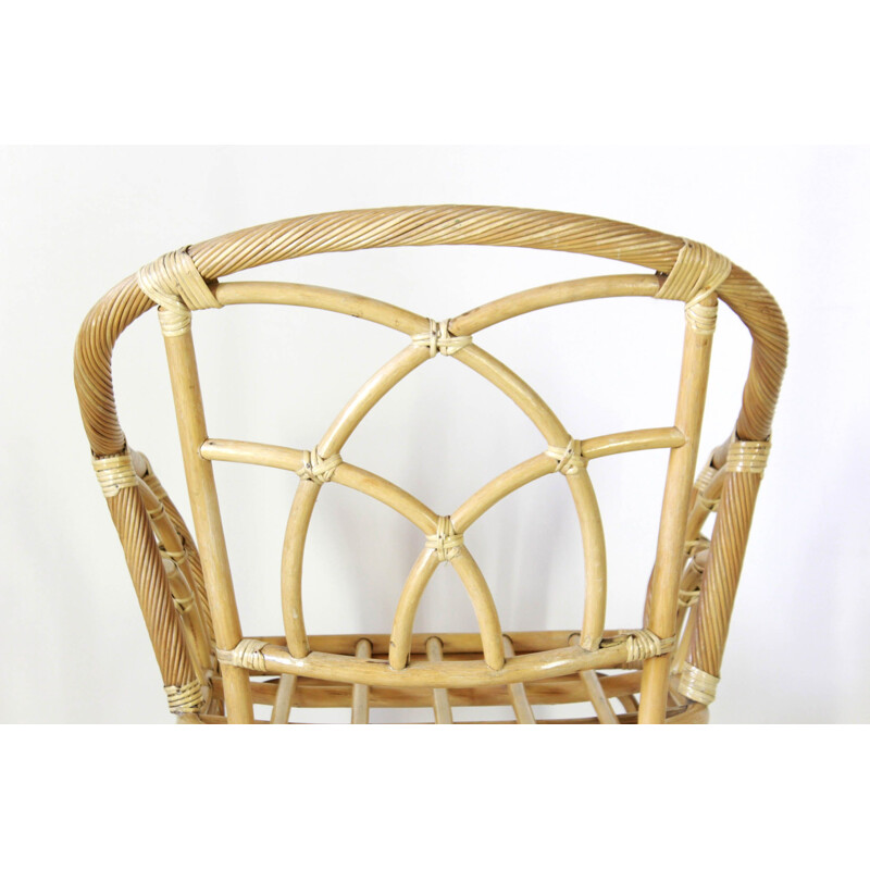 Curbed bamboo vintage armchair, 1970s