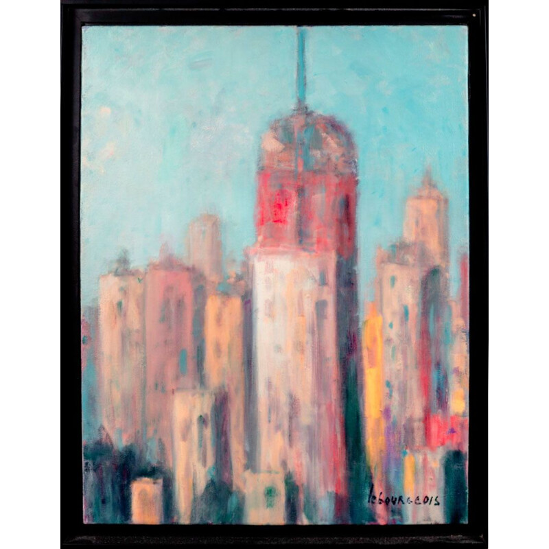 Huile sur toile vintage Manhattan Hst par Jacques Lebourgeois