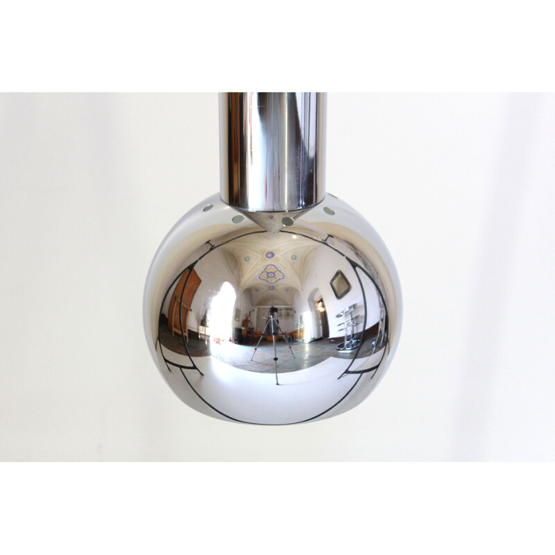 Vintage space-age chrome pendant lamp, Italy 1970