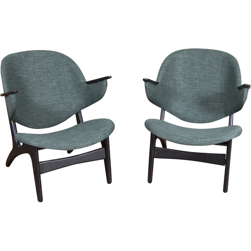 Danish chair in dark green fabric - 1960s