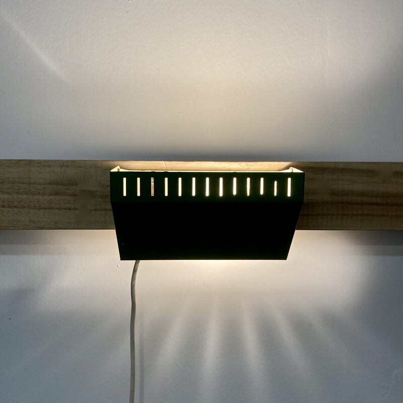 Green vintage adjustable wall lamp, 1950