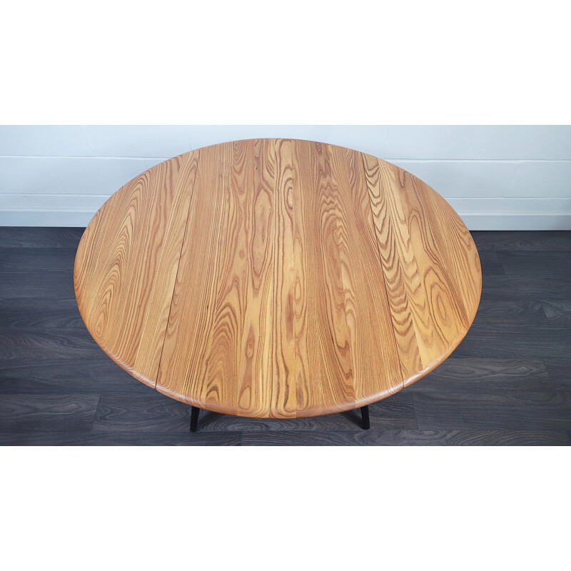 Table ronde vintage à rallonge par Ercol, 1960