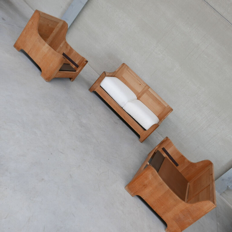 Oakwood brutalist mid-century living room set, Holland 1960s