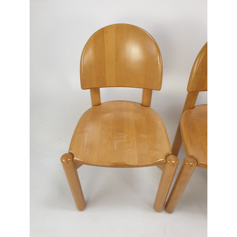 Set of 4 vintage oakwood dining chairs, 1980s