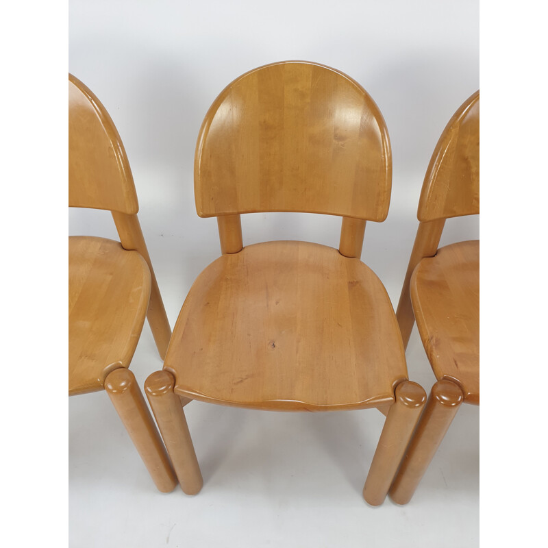 Set of 4 vintage oakwood dining chairs, 1980s