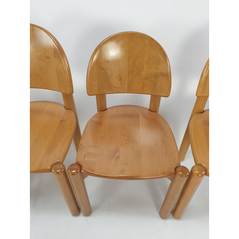Conjunto de 4 cadeiras de carvalho vintage, 1980