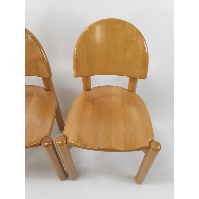 Ensemble de 4 chaises vintage en bois de chêne, 1980