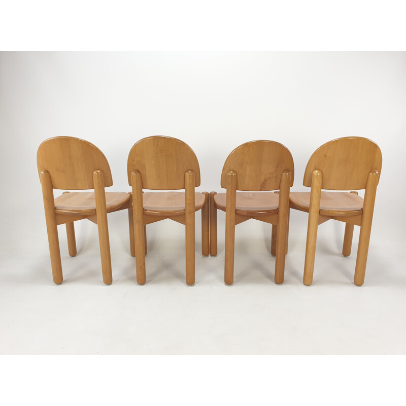 Set of 4 vintage oakwood dining chairs, 1980s