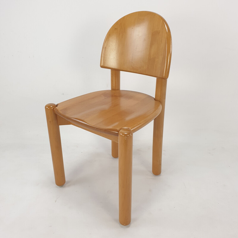 Set of 4 vintage oakwood dining chairs, 1980s