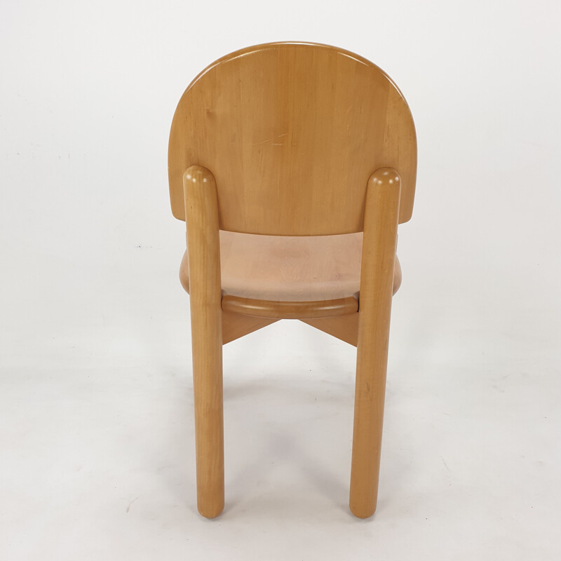 Set of 4 vintage oakwood dining chairs, 1980s