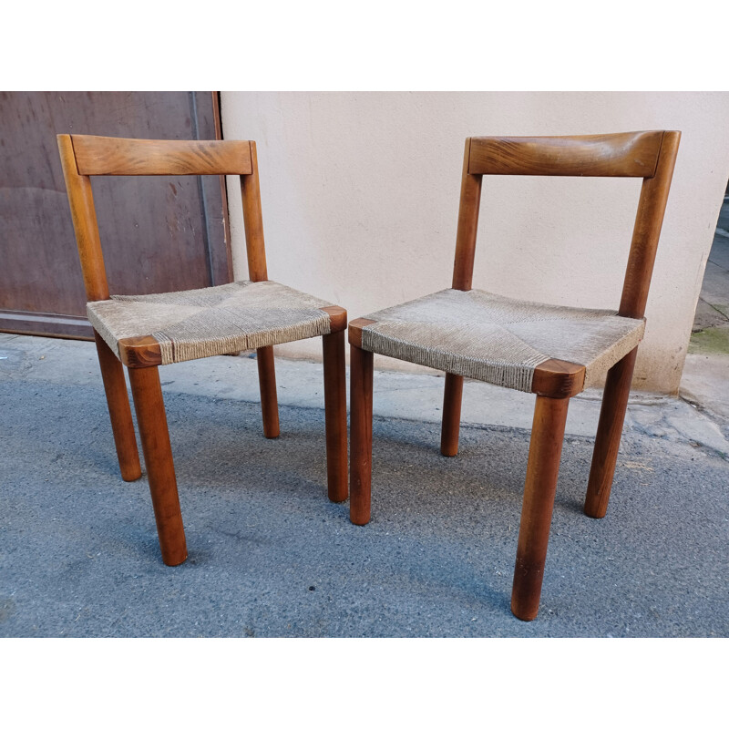 Pair of vintage wooden chairs, 1950s