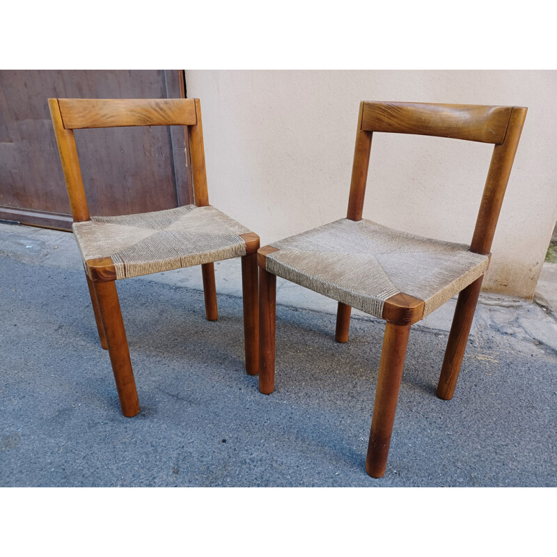 Pair of vintage wooden chairs, 1950s