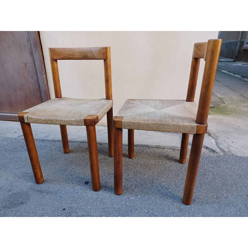 Paire de chaise vintage en bois, 1950