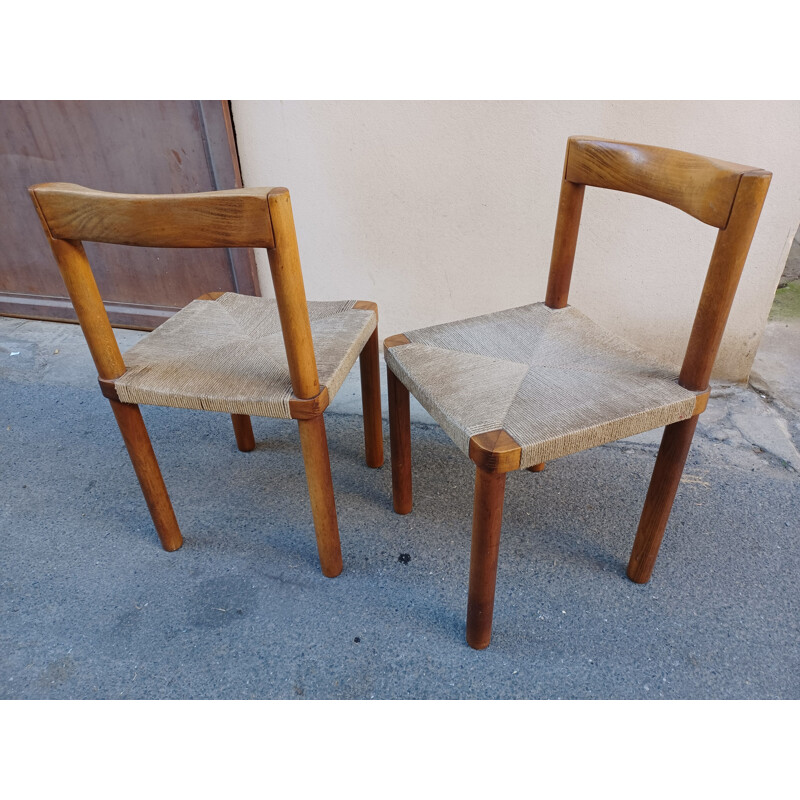 Paire de chaise vintage en bois, 1950