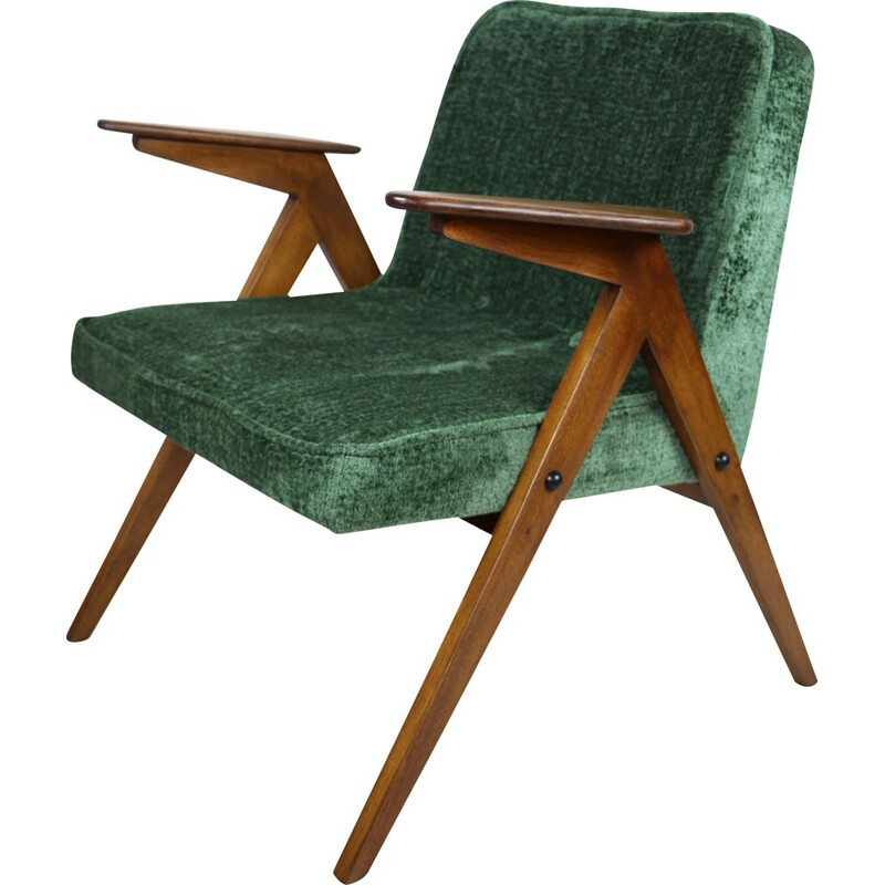 Fauteuil vintage Bunny vert par Józef Chierowski, 1970