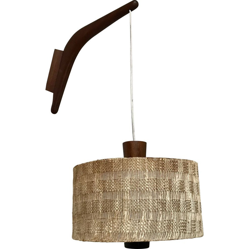 Vintage teak wall lamp with adjustable shade, 1950