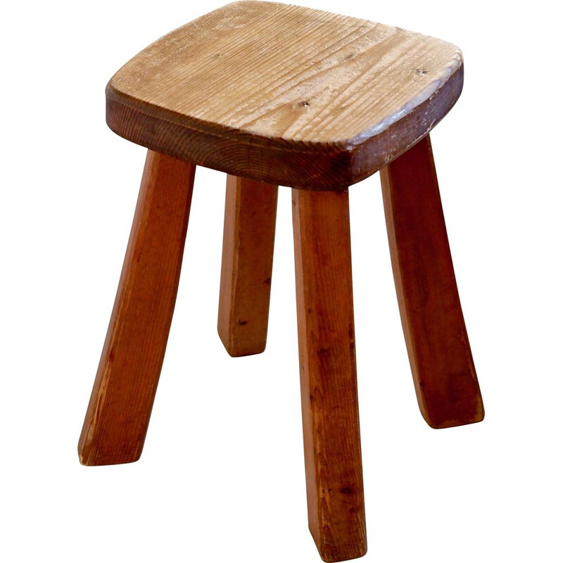 Sgabello in legno vintage, 1960