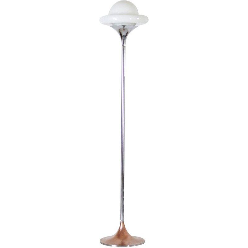 Vintage floor lamp with brass base, 1970s