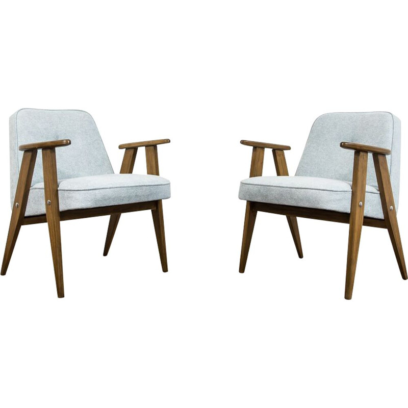 Pair of vintage 366 armchairs by Józef Chierowski, 1960s