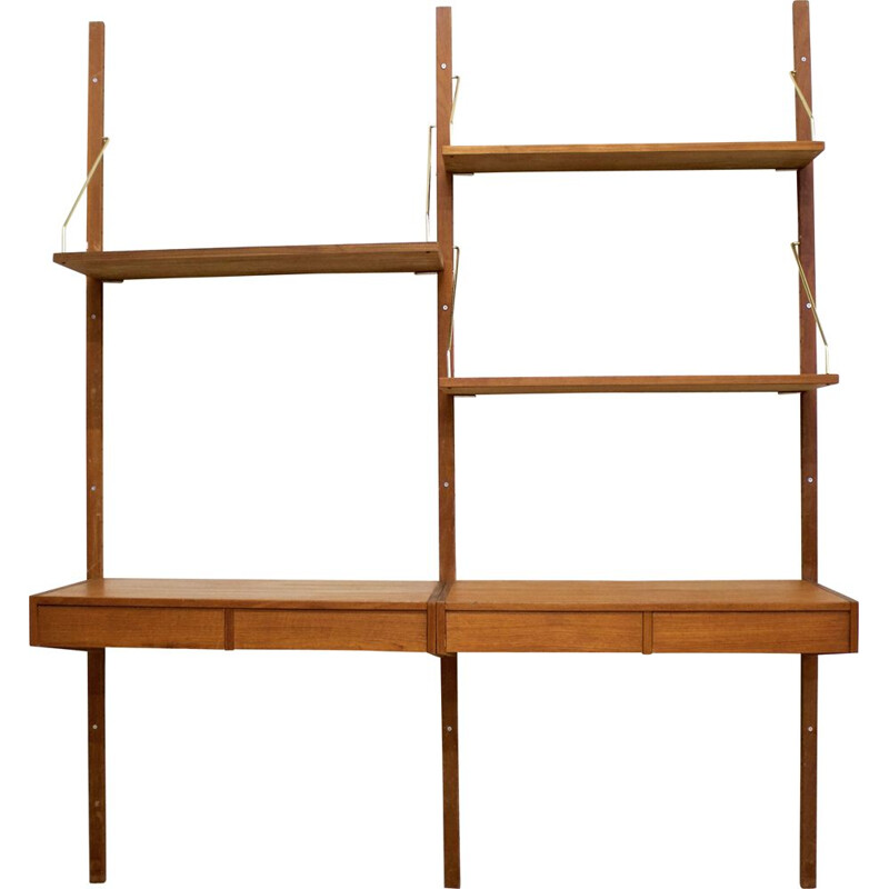 Danish vintage teak 5-piece shelving unit, 1960s