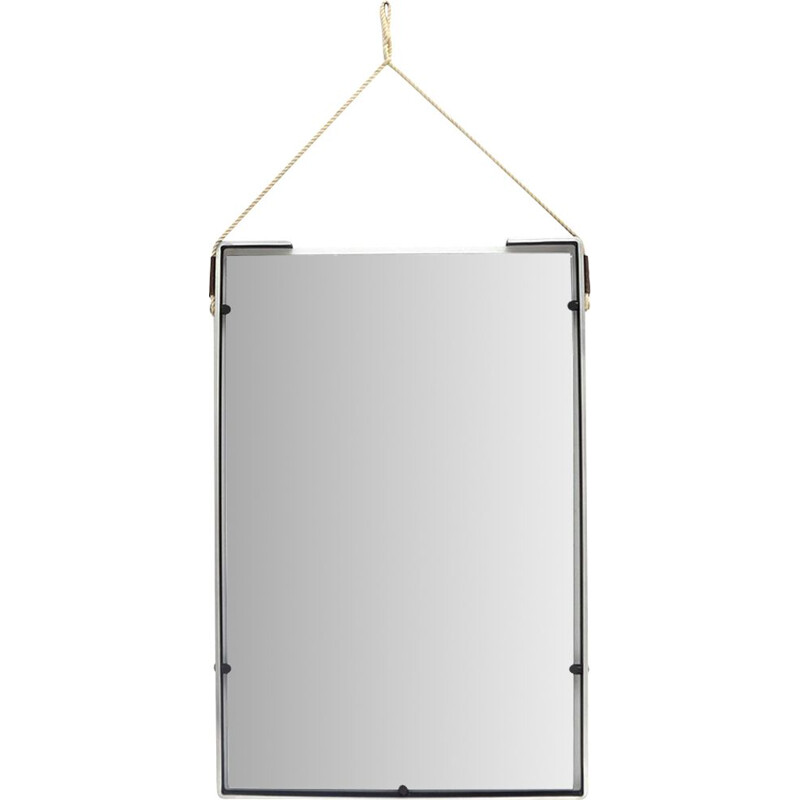 Miroir rectangulaire vintage avec cadre en aluminium, Italie 1960