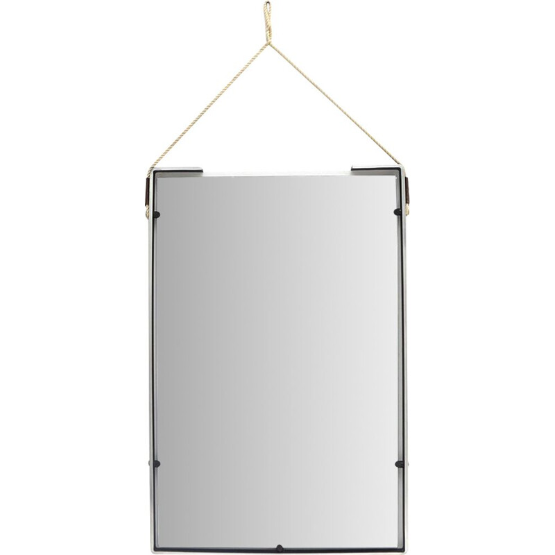 Rectangular vintage mirror with aluminum frame, Italy 1960s