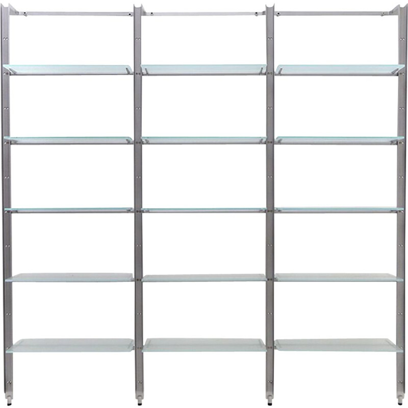 Vintage "Armida" bookcase in steel and glass by Flavio Caronni and Donato Bonanomi for Desalto, 1990s